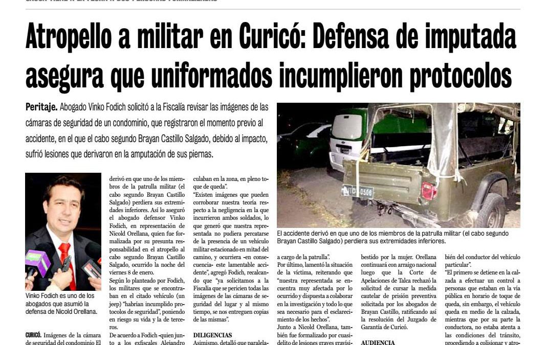 Atropello a militar en Curicó: Defensa de imputada asegura que uniformados incumplieron protocolos